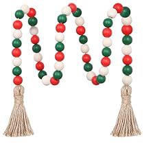 Tassel Garland Decor, Beads Wall Hanging, Christmas Wood Bead Garland, Xmas Beads, Christmas Bead Garland, Christmas Tiered Tray Decor, Farmhouse Beads, Christmas Tiered Tray, Home Ornaments