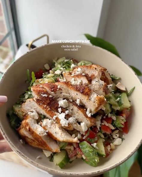 Feta Orzo Salad, Feta Orzo, Chicken Pesto Pasta Salad, Healthy Food Prep, Chicken Feta, Easy Menu, Chicken Fillets, Orzo Salad Recipes, Feta Cheese Salad