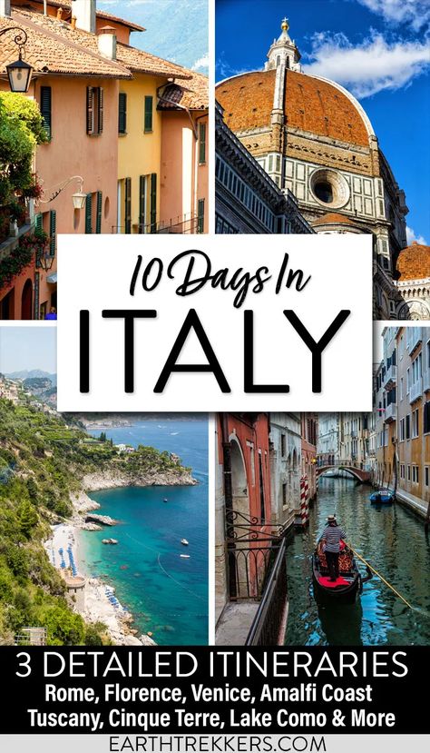 10 days in Italy Itinerary: 3 Italy Itineraries including Venice, Rome, Florence, Cinque Terre, Amalfi Coast, Verona, Dolomites, Tuscany, and San Marino #italy #itinerary #venice #florence Italy Trip Itinerary, Italy Vacation Itinerary, 10 Days In Italy, Amalfi Coast Itinerary, Grad Trip, Italy Culture, Italy Trip Planning, Italy 2023, Europe 2024