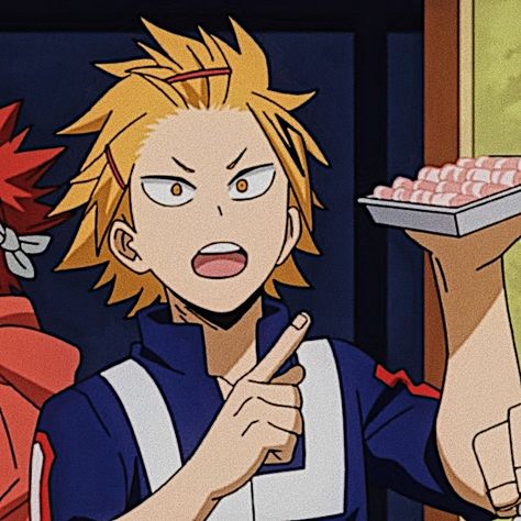 Denki Kaminari Screenshots, Denki With Hair Clip, Mha Boys, Kaminari Denki, Human Pikachu, Mha Characters, Denki Kaminari, Anime Base, Anime Jokes