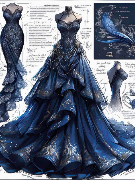 Manhwa Dress, Dreamy Gowns, Fashion Drawings, Dress Design Drawing, Clothing Design Sketches, Fantasy Dresses, Fashion Drawing Dresses, Book Clothes, Dress Design Sketches