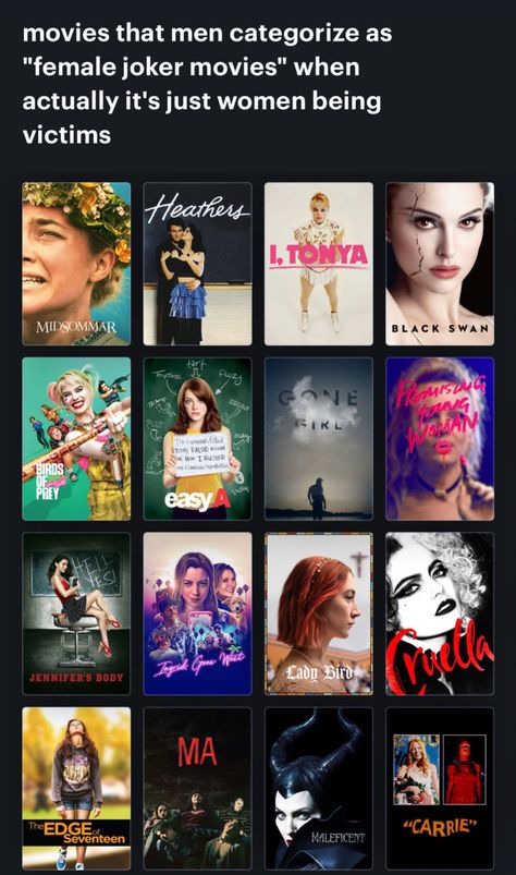 Female Joker Movies, Letterboxd List Aesthetic, Letterboxd Lists, Girlboss Movies, Dog Photos Funny, Femcel Movies, Meme What, Crazy Meme, Film Recommendations