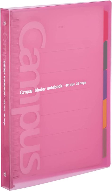 Kokuyo Campus Slide Binder, Middle Type, B5, 26 Holes, Up to 100 Sheets, Pink, Japan Import (RU-P333NP) Highschool Goals, Pink Japan, School Wishlist, Tab Dividers, Stationery Obsession, School Must Haves, Pink Notebook, School Bag Essentials, School Binder