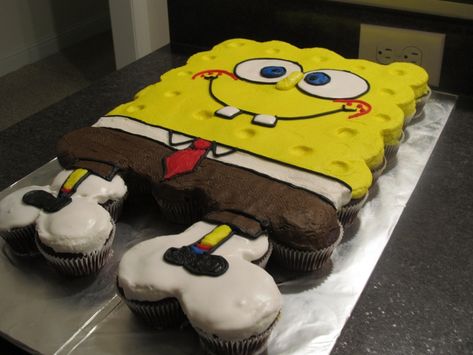 Spongebob Cupcake Cake, Sponge Bob Cupcakes, Flower Cupcake Cake, Hummingbird Cupcakes, Pull Apart Cupcake, Shoe Cupcakes, Eeyore Quotes, Pull Apart Cupcake Cake, Spongebob Cake