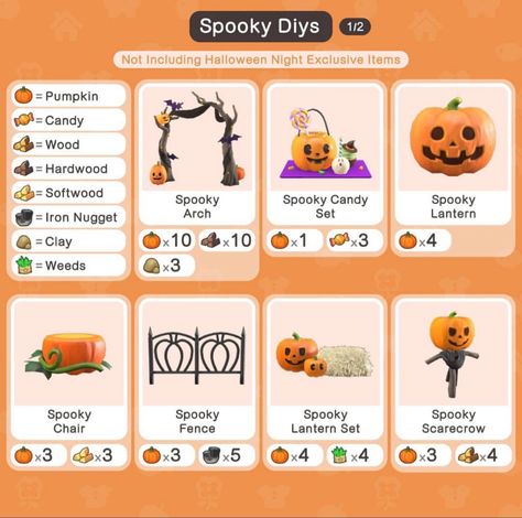 Acnh Halloween Diy Recipes, Animal Crossing Halloween, Acnh Diy, Acnh Terraforming, Halloween Acnh, Acnh Halloween, Spooky Candy, Garden Island, Pumkin Carving