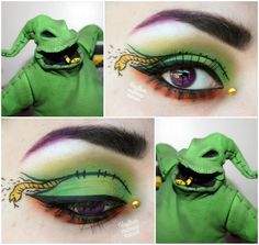 Oogie boogie makeup Boogie Man Makeup, Oogie Boogie Costume Makeup, Diy Oogie Boogie Costume For Women, Oogie Boogie Makeup Ideas, Boogie Man Nails, Oogie Boogie Bash Costume Ideas, Oogie Boogie Makeup, Oogie Boogie Costume, October Makeup