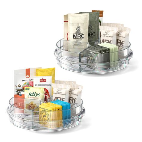 PRICES MAY VARY. Easy Sorting Item: This Lazy Susan Organizer with four removable bins allows you to sorting your items rather than piling them up mess. These compartments are also perfectly for storing cluttered small items 360° Smooth Rotation: Just simple spinning LAMU Lazy Susan Turntable for Cabinet, and effortlessly track what you have without digging through cabinets or moving items. Quickly access your snacks, save time and keep things tidy with ease Versatile Storage Solution: The remov Lazy Susan Organization, Storage For Kitchen, Medicine Cabinet Organization, Pantry Fridge, Snack Organizer, Lazy Susan Turntable, Cabinet Organizer, Organizer Storage, Cabinet Organization