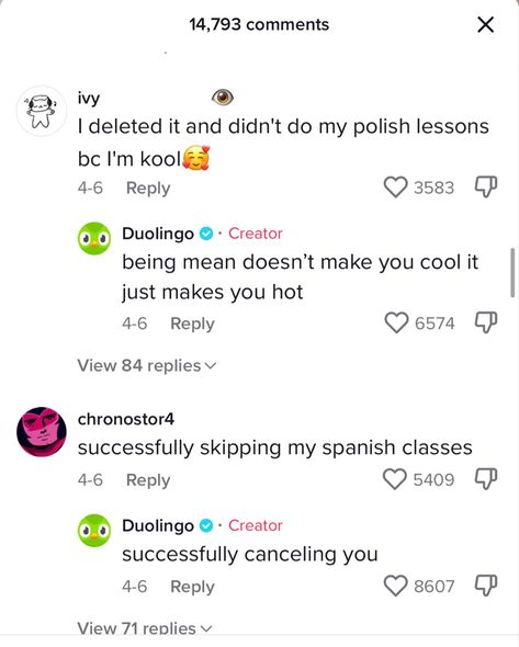 Duolingo Tiktok Comments, Duolingo Tweets, Duolingo Tiktok, Evil Duolingo, Preppy Duolingo, Funny Threats, Duolingo Threats, Duolingo Funny, Duolingo Icon