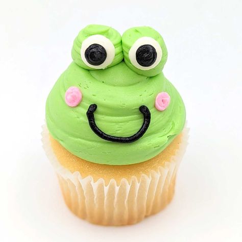 Cute Frog Cupcakes, Frog Dessert Ideas, Frog Cupcakes Ideas, Cupcakes Decoration Funny, Simple Cupcakes Design, Cute Cupcakes Decoration, Easy Frog Cake, Cupcake Designs Birthday, Kids Cupcake Decorating