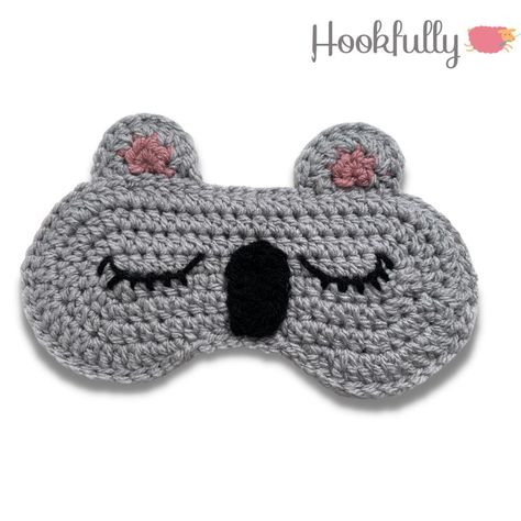 Koala sleep mask Crochet pattern by Hookfully Sleep Mask Crochet, Mask Crochet Pattern, Kids Sleep Mask, Mask Crochet, Crochet Eyes, Sleepy Eyes, Crochet Fashion Patterns, Bear Ears, Basic Crochet Stitches