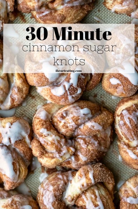 30 Minute Cinnamon Sugar Knots - I Heart Eating Sweet Pretzels, Cinnamon Knots, Cinnamon Twists, Homemade Cinnamon Rolls, Quick Treats, Homemade Bread Easy, Enjoy Your Meal, Breakfast Sweets, Cinnamon Recipes