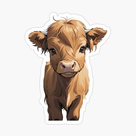 Baby Cow, Baby Cows, Animal Stickers, Scottish Highlands, Sticker Collection, Animals Friends, Aesthetic Art, Cute Stickers