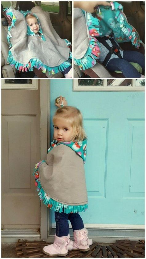 THE BEST Car Seat Poncho Tutorial - Fleece-lined! {Reality Daydream} Car Seat Poncho Tutorial, Cape Bebe, Poncho Tutorial, Couture Bb, Car Seat Poncho, Sewing Kids Clothes, Sewing Machine Projects, Sew Ins, Baby Sewing Projects