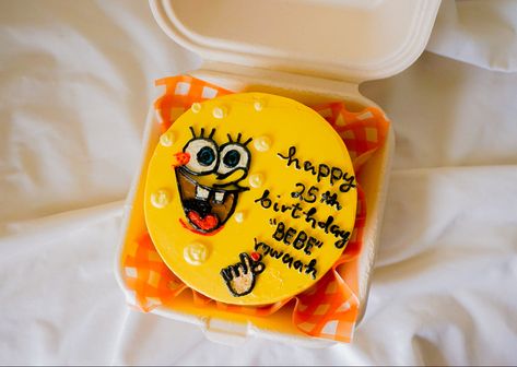 Spongebob Lunchbox Cake, Spongebob Mini Cake, Spongebob Bento Cake, Cake For Boyfriend, Cake Wallpaper, Spongebob Cake, Coconut Cheesecake, Korean Cake, Mini Cakes Birthday