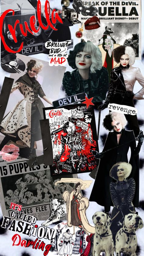 Cruella Devil🖤🤍🖤🤍 #cruelladevil #cruella #disney #disneyvillains #disneyvillain #disneymovies #dalmatian #fashion #london #icon #iconic #fashionicon Cruella Aesthetic Wallpaper, Cruella Wallpaper Iphone, Cruella Deville Aesthetic, Cruella Aesthetic, Cruela Devil, Cruella Movie, Poison Ivy Halloween Costume, Cruella Costume, Wallpaper Horizontal