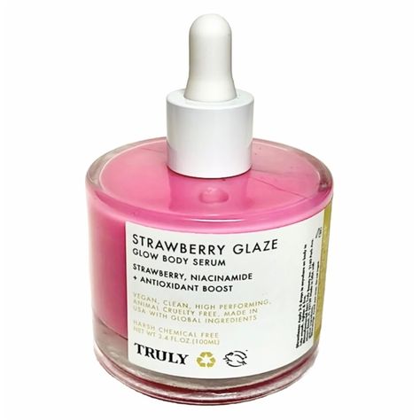 Glow Body Serum Strawberry Glaze Truly Nwt Vegan Clean High Performing Animal Cruelty Free Made In The Usa With Global Ingredients Smells Like Dreams Strawberry Glaze, Bath Body Works Candles, Vegan Clean, Shower Skin Care, Skin Care Items, Bath And Body Care, Body Serum, Skin Care Kit, Body Care Routine