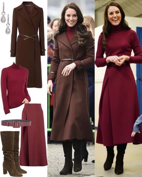 Kate Middleton Outfits Skirt, Princess Kate Winter Style, Kate Middleton Outfits Winter, Kate Middleton Winter Outfits, Kate Middleton Winter, Red Skirt Winter, Old Money Women, Kate Middleton Style Outfits, Outfit Old Money