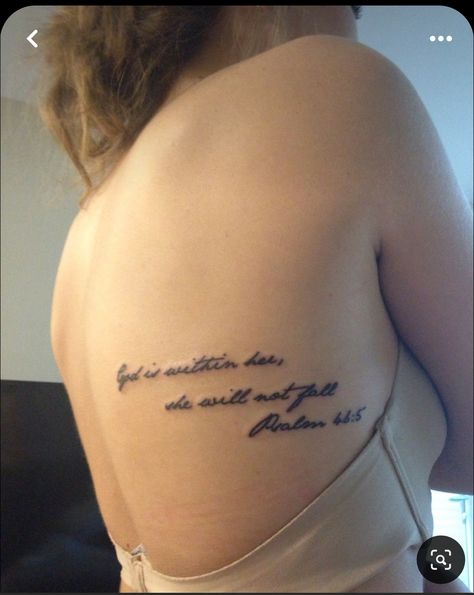 Meaningful Scripture Tattoos, Back Bible Verse Tattoos, Back Tattoo Scripture, Tattoo Placement For Quotes, Hebrews 11 1 Tattoo Ideas, Bible Verse Back Tattoos, Verse Tattoo Placement, Psalm Tattoo Women, Quote Placement Tattoo