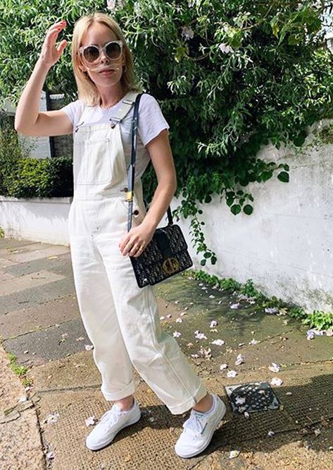 26 T-Shirt Outfit Ideas We Love This Year | Who What Wear UK T Shirt Outfit Ideas, Fashion Instagram Accounts, Neon Skirt, Tanya Burr, T Shirt Outfit, Dungaree Dress, White T Shirts, Slip Skirts, Scarf Shirt