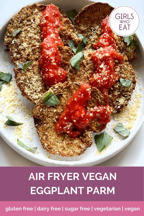 Eggplant Parm Recipe, Air Fryer Vegan, Vegan Eggplant Parmesan, Clean Eating Vegetarian Recipes, Clean Eating Vegetarian, Vegan Eggplant, Clean Eating Vegan, Eggplant Parm, Clean Eating Lunch