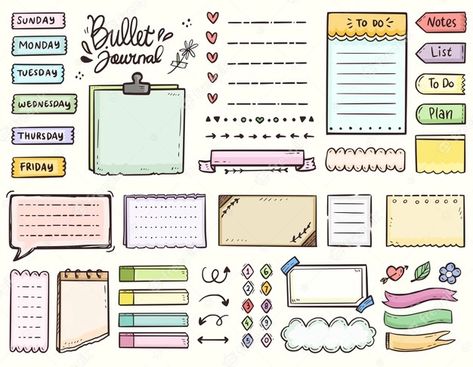 Notes Design Ideas, Bullet Journal Frames, Bullet Journal Icons, Banner Doodle, Planner Doodles, Journal Elements, Photography Editing Apps, Bullet Journal Banner, Note Doodles