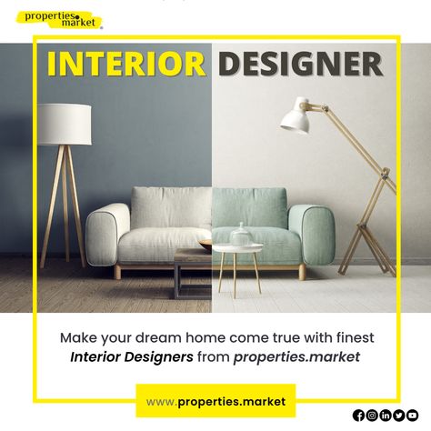 Make your dream home come true with the finest Interior Designers from properties.market Interior Design Social Media, Feng Shui Colours, Interior Designers In Delhi, Timeless Interior, Vastu Shastra, Dutch Door, Design Social Media, Design Living Room, Comfortable Sofa