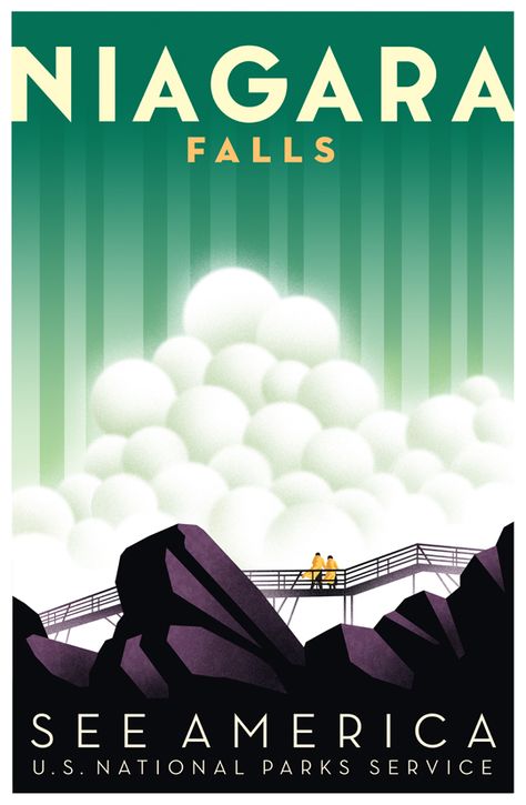 Falls Illustration, Niagara Falls Ny, Train Posters, Retro Travel Poster, I Love Ny, National Park Posters, Love Posters, Place To Visit, Us National Parks