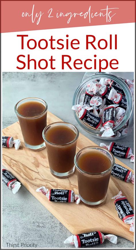 Tootsie Roll Shot Recipe, Tootsie Roll Drink, Tootsie Roll Shot, Tootsie Pops, Bourbon Apple Cider, Halloween Shots, Strong Cocktails, Chocolate Shots, Rum Cocktail Recipes