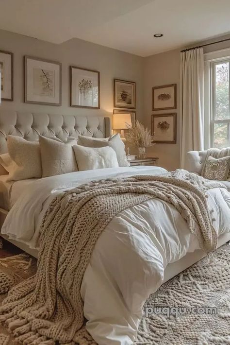 Bedroom Inspirations For Couples, Neutral Bedroom Decor, Beige Bedroom, Bedroom Decor Cozy, Bohemian Bedroom Decor, Woman Bedroom, Modern Bedroom Decor, Bedroom Refresh, Room Makeover Bedroom