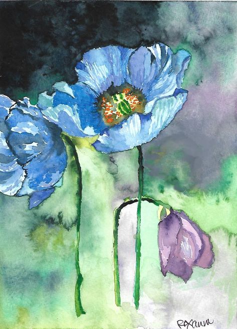 flowers, beautiful, mysterious, Europe countries Blue Poppy Painting, Blue Poppies, Flowers Paintings, Blue Drawings, Watercolour Flowers, Poppy Art, Poppy Painting, Blue Poppy, Orange Colour