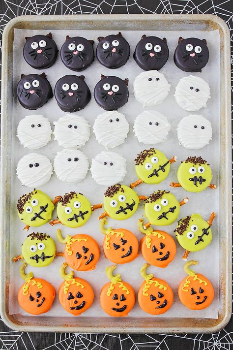 halloween oreos, cat, mummy, frankenstein, pumpkin Strašidelný Halloween, Pasteles Halloween, Halloween Oreos, Postres Halloween, Halloween Donuts, Halloween Punch, Spooky Halloween Treats, Fun Halloween Treats, Dulces Halloween