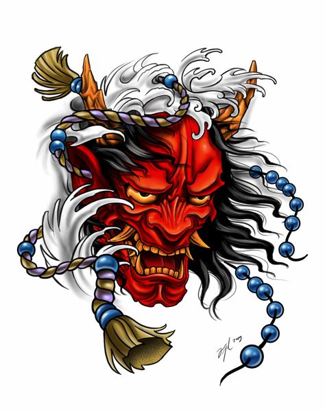 ဗြဲခေါင်း Tattoo, Oni Mask Tattoo Design, Hannya Maske Tattoo, Hannya Maske, Guerriero Samurai, Geisha Tattoo Design, Dragon Tattoo Sketch, Oni Tattoo, Hannya Mask Tattoo