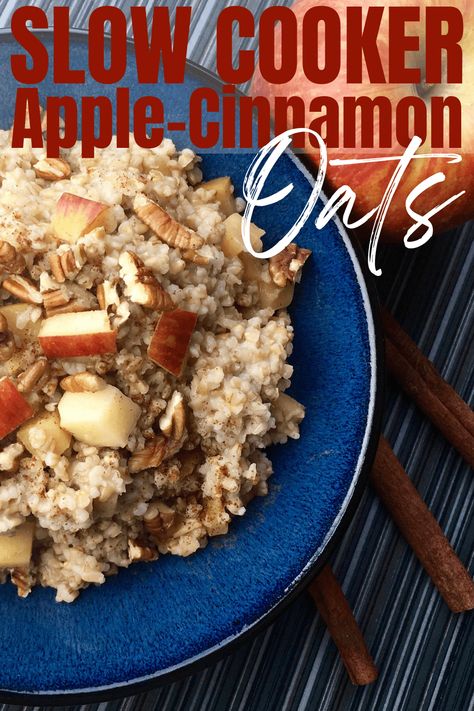 Slow Cooker Apple-Cinnamon Oats Slow Cooker Oats, Apple Pie Breakfast, Pie Breakfast, Overnight Breakfast Recipes, Slow Cooker Oatmeal, Slow Cooker Apple, Cinnamon Breakfast, Apple Cinnamon Oatmeal, Slow Cooker Breakfast