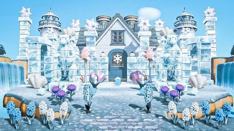 I've been so excited to share my ice castle creation with you all! I wanted to create a castle that wasn't just ice but was able to blend… Acnh Winter, Disney Island, Acnh Christmas, Avatar Animals, Castle Christmas, Castle Ideas, Snow Animals, Ac Codes, Ice Castle