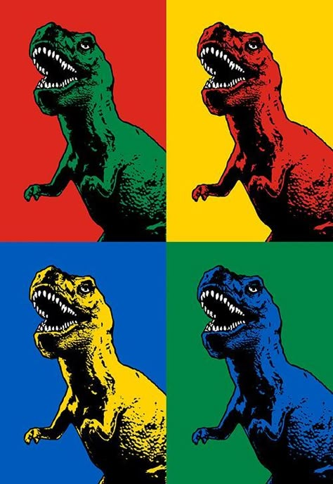 Pop Art Dinosaur, Cool Dinosaur Art, Cute Dinosaur Art, Aesthetic Pop Art, Pop Art Aesthetic, Pop Art Andy Warhol, Images Pop Art, Andy Warhol Museum, Andy Warhol Pop Art