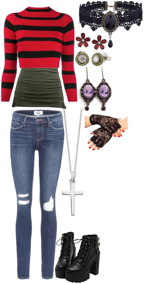 Pierce The Veil “Tangled In the Great Escape” outfit ideas | Veil Outfit, Silver Cross Necklace, Great Escape, The Great Escape, Pierce The Veil, The Veil, Female Character, Outfit Maker, Outfit Shoplook