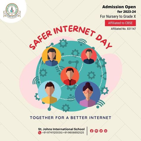 #SaferInternetDay is observed to promote safety, responsiveness, and positive use of the internet, especially for children and young people. #TogetherforabetterInternet is the theme for Safer Internet Day 2023, which aims to inspire people to work towards making the internet a safer place to use. #stjohns #SafeInternet #SaferInternetDay2023 #education Safe Internet Day, Safer Internet Day, Internet Day, Safe Internet, School Admissions, International School, Safe Place, To Work, The Internet