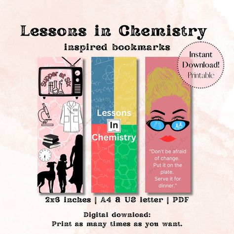 Transform your reading routine into a visually enchanting experience with our Lessons In Chemistry inspired Supper at Six bookmarks. Download, print, and infuse a touch of literary magic into your next reading adventure! Chemistry Bookmark, Lessons In Chemistry Book Club Ideas, Book Marks Design Ideas, Lessons In Chemistry, Reading Routine, Reading Adventure, Printable Bookmarks, Bookclub Gifts, How To Make Bookmarks