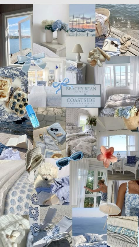 love making these collages <3 Coastal Grandaughter Wallpapers, Coastal Collage Wallpaper, Blue Room Mood Board, Greece Themed Room, Costal Grandaughter Room, Coastal Grandmother Aesthetic Wallpaper, Coastal Granddaughter Aesthetic Wallpaper, Costal Granddaughter Wallpapers, Costal Granddaughter Aesthic Wallpaper