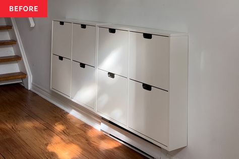 A $600 IKEA STALL Hack Looks Much More Expensive | Apartment Therapy Ikea Stall Shoe Cabinet Hack Entryway, Ikea Shoe Storage, Shoe Storage Hacks, Adu Ideas, Ikea Shoe Cabinet, Ikea Shoe, Shoe Cabinets, Ikea Billy, Ikea Hemnes