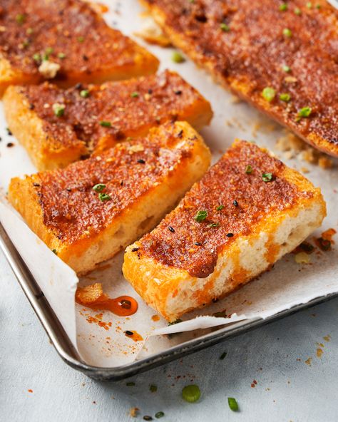 Gochujang Confit Garlic Bread | Marion's Kitchen Gochujang Bread, Marions Kitchen, Confit Garlic, Marion Grasby, Garlic Confit, Marion's Kitchen, Cooking Mama, Dried Orange Peel, Mint Salad