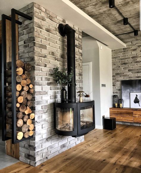 Indoor Wood Burning Fireplace, Wood Burning Stoves Living Room, Wood Burners, Wood Stove Fireplace, Indoor Fireplace, Home Fireplace, Stove Fireplace, Fireplace Design, A Living Room