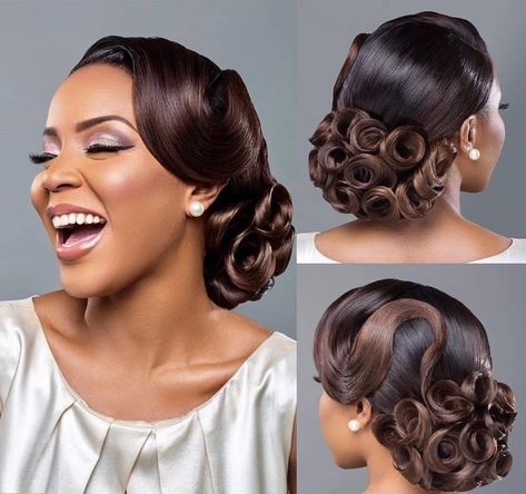 Nigerian Wedding Hairstyles, Black Brides Hairstyles, Black Women Wedding, Natural Hair Wedding, Black Wedding Hairstyles, Natural Hair Bun Styles, Hairdo Wedding, Bridal Hair Inspiration, Bridal Hair Updo