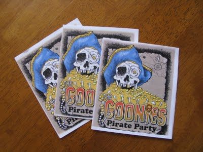 Goonies Party - @Melanie Howell I so thought of you when I seen this LOL Goonies Birthday, Goonies Party, Happy Birthday Boy, Goonies, Movie Party, 12th Birthday, Pirate Theme, Pirate Party, Party Poster