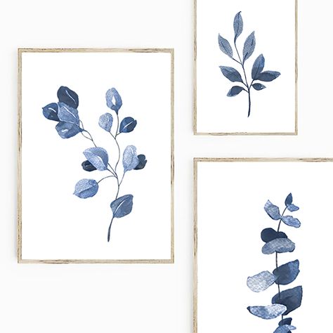 Set of 6 Indigo Blue Botanical Prints, Navy blue wall art, Navy Blue branches and leaves, Botany art, Botanical posters,Indigo blue decor Cuadros Diy, Navy Blue Wall Art, Navy Blue Walls, Plant Wall Decor, Bilik Mandi, Botanical Wall Decor, Abstract Botanical, Botanical Print Set, Leaf Plant