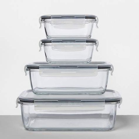 Made By Design Rectangular Glass Food Storage Container 8pc Set Food Storage Container Set, Food Storage Bags, Food Storage Container, Glass Food Storage, Glass Food Storage Containers, Container Set, Glass Storage, Storage Container, Household Essentials