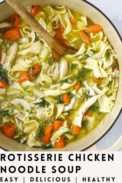 Chicken Noodle Soup Rotisserie, Soup Recipes Crockpot, Rotisserie Chicken Noodle Soup, Chicken Saute, Rotisserie Chicken Soup, Chicken Soup Recipes Easy, Easy Chicken Soup, Chicken Noodle Soup Recipe, Chicken Noodle Soup Easy