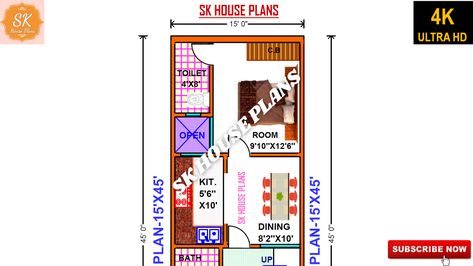 House Plan 15' X 45' / 675 Sq.Ft / 75 Sq.Yds / 63 Sq.M / 75 GAJ / WITH INTERIOR / 4K #SKHOUSEPLANS QUERIES SOLVED :- 675 sqft house plan HOUSE PLAN 675 SQFT HOUSE PLAN 75 SQYDS HOUSE PLAN 63 SQM HOUSE PLAN 15 X 45 HOUSE PLAN 15' X 45' / 675 SQFT / 75 SQYDS / 63 SQM #houseplan #housedesign #homeplan #homedesign Plan House, House Plan, House Plans, Engineering, House Design, How To Plan, Quick Saves, Design