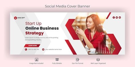 Creative business social media facebook ... | Premium Vector #Freepik #vector #conference-banner #web-poster #creative-marketing #webinar-banner Facebook Cover Photo Template, Cover Photo Design, Creative Banners, Facebook Cover Design, Business Social Media, Facebook Design, Event Poster Design, Business Banner, Business Advertising Design