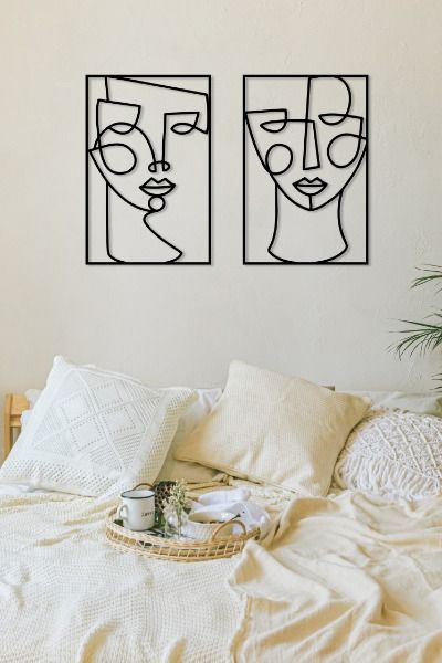 2 Faces Metal Wall Art, Woman Faces Metal Line Wall Art, Minimalist Decor, Above Bed Metal Wall Art, Minimal Line Art, Interior Home Decor

📏 DIMENSIONS ;

33 x 50 cm (13 x 19.6 inches) (Size of each piece)

45 x 68 cm (17.7 x 26.7 inches) (Size of each piece)

📐 We can produce custom sizes for you. Please contact us for custom size requests.

🎨 COLOR : Electrostatic powder coating (Gold , Black , Silver )

🛠️ MATERIAL: 1.5 mm mild steel

🛠️ READY TO HANG - EASY TO HANG Line Wall Art, Decor Above Bed, Bed Metal, Minimal Line Art, Wall Art Minimal, Window Grill Design, Interior Home Decor, 3d Panels, Art Minimal